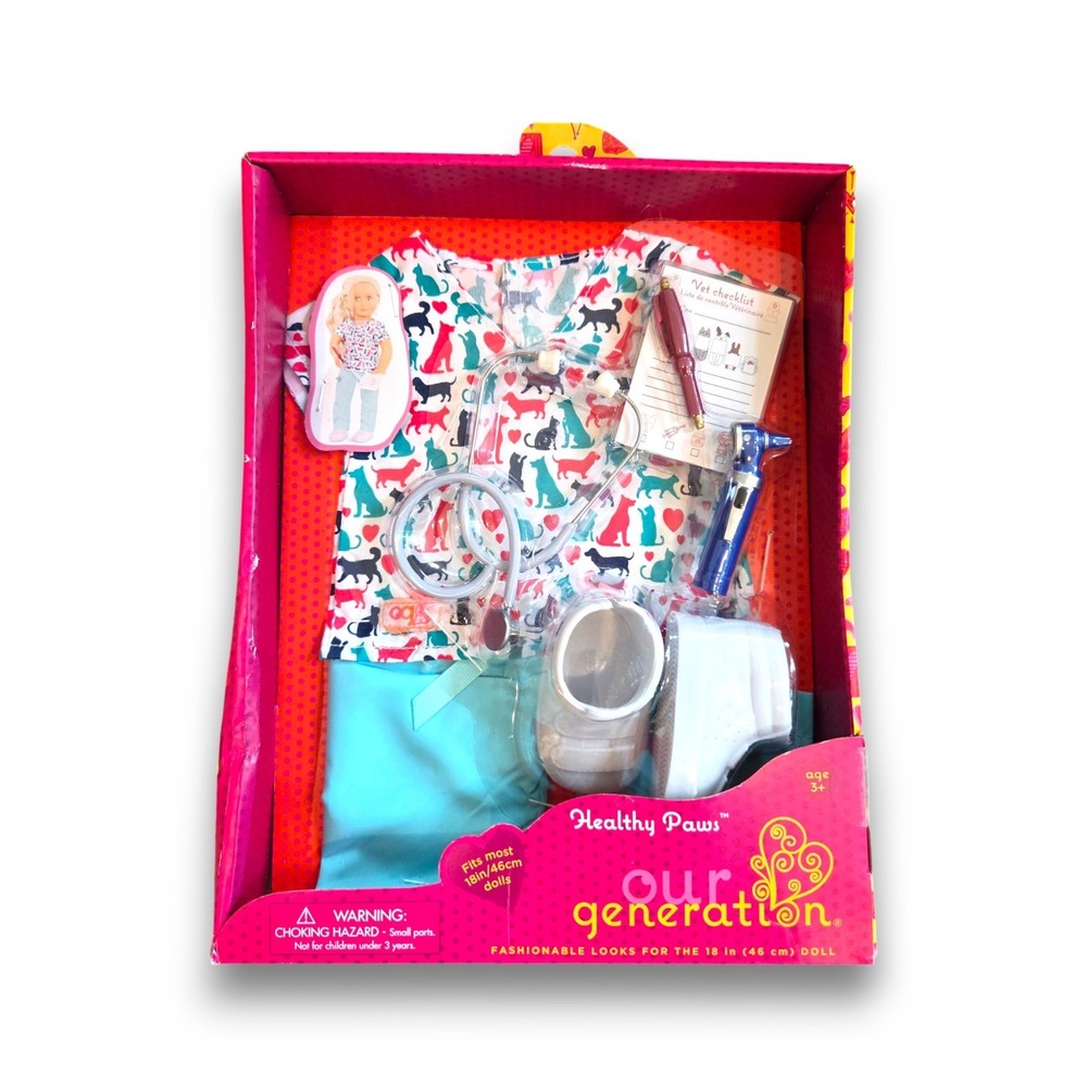 NWT Our Generation Doll Healthy Paws Vet Clinic Pet Doctor Outfit Accessories